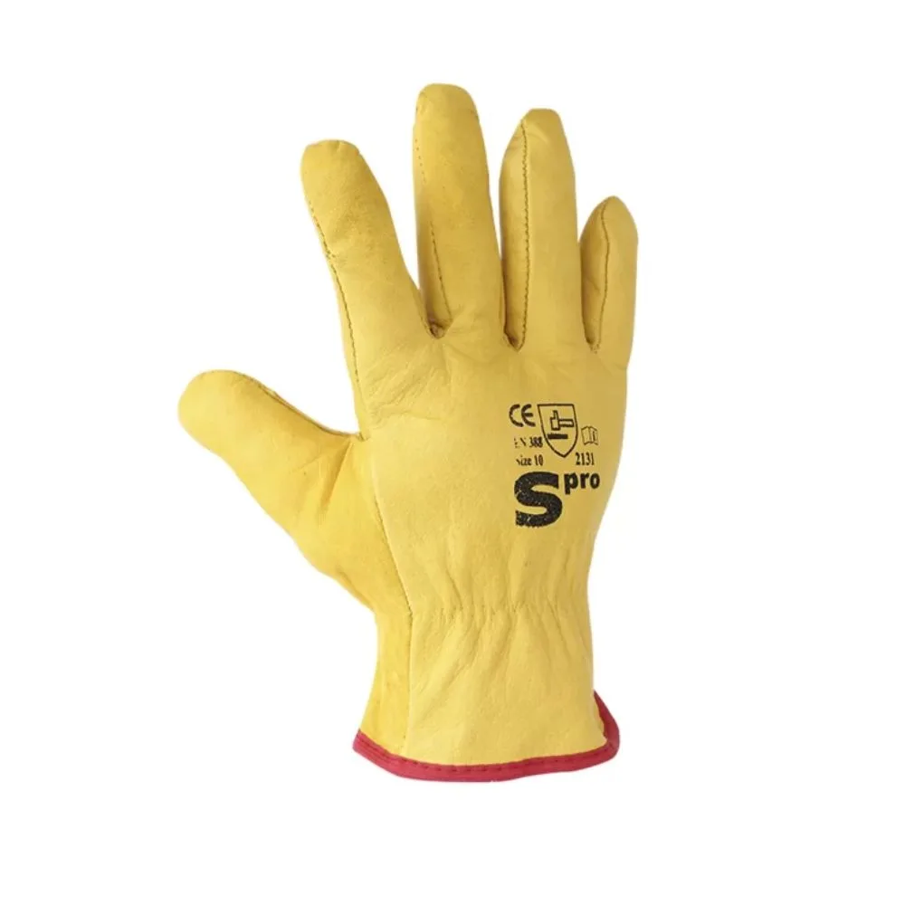 Guante Spro Conductor Cuero Amarillo 10 pulgadas