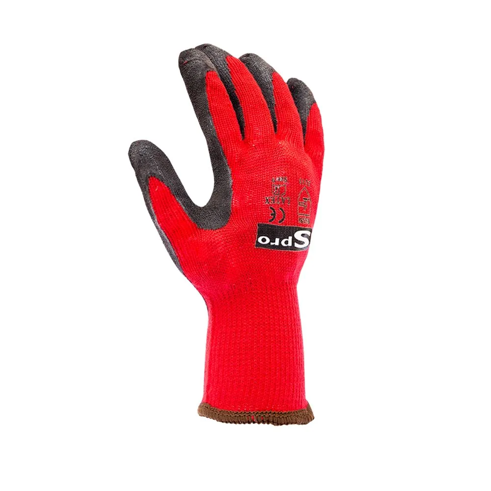 Guante Spro Flex Tejido Rojo Recubierto de Látex Negro