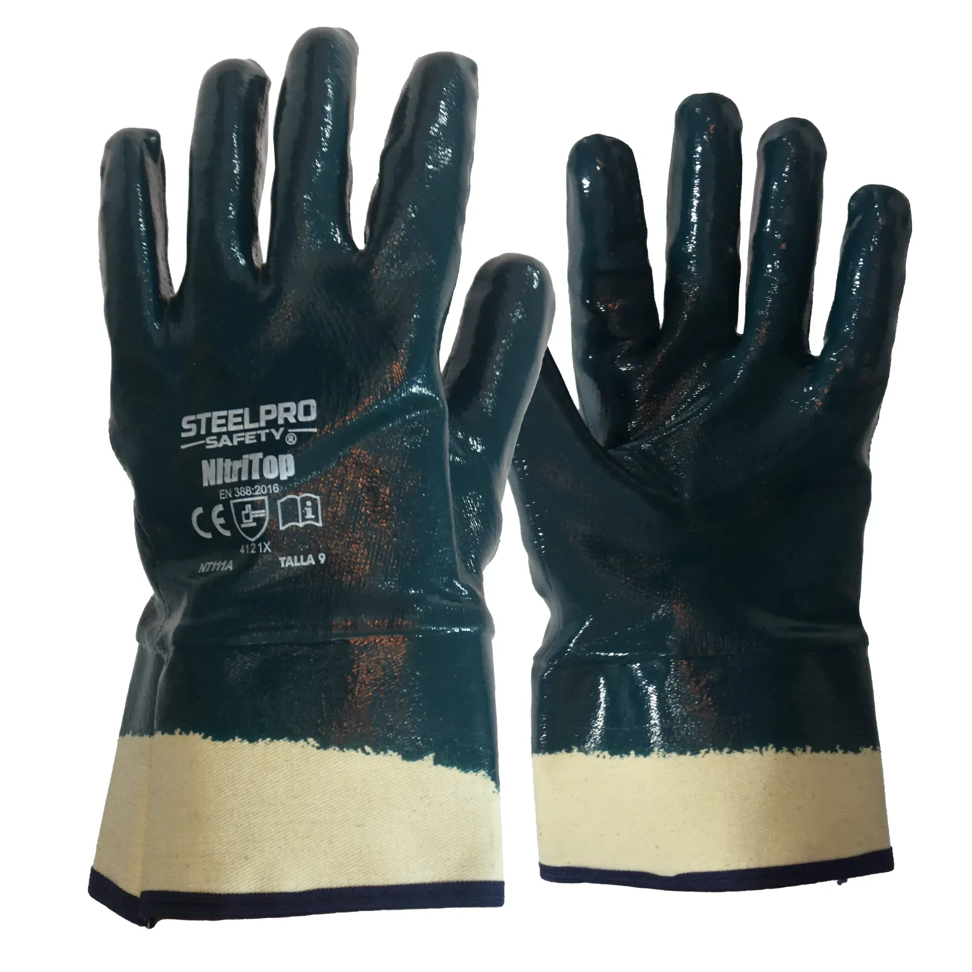 Guante Steelpro Nitritop Baño de Nitrilo Azul Puño Cerrado Liso (NT111C)