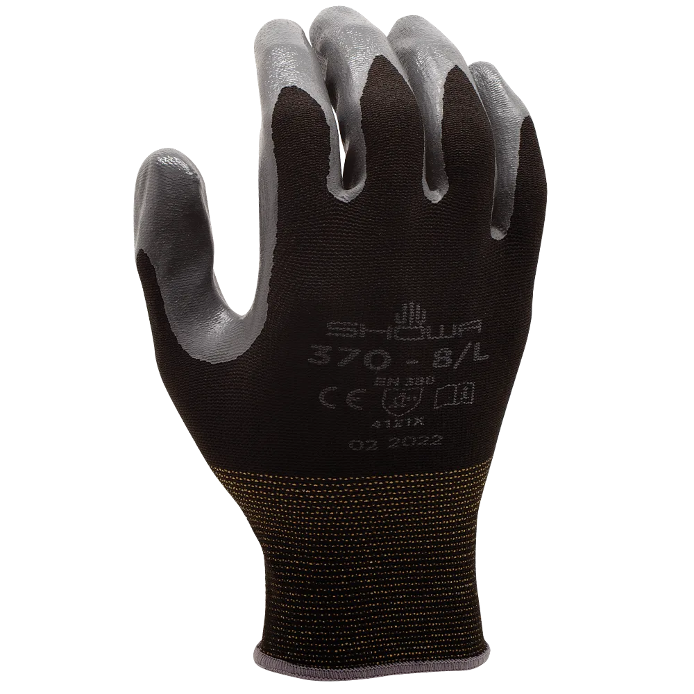 Guantes De Nitrilo 370B Showa Assembly Grip C Negro, Tallas M L
