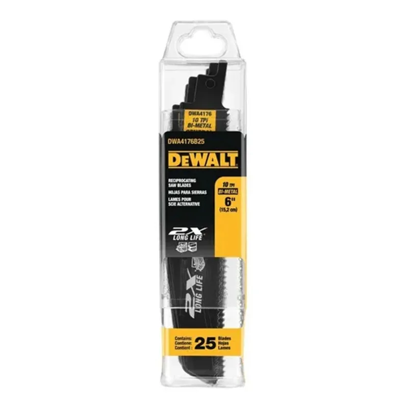 Hojas de sierra sable DeWalt DWA4176B25 de 6 pulgadas y 10 TPI (pack de 25)