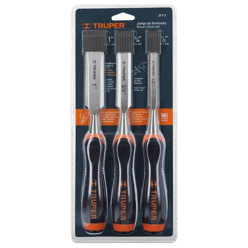 Juego de 3 Formones Truper 17759 Mango Comfort Grip (1/2", 3/4", 1") · foto 5