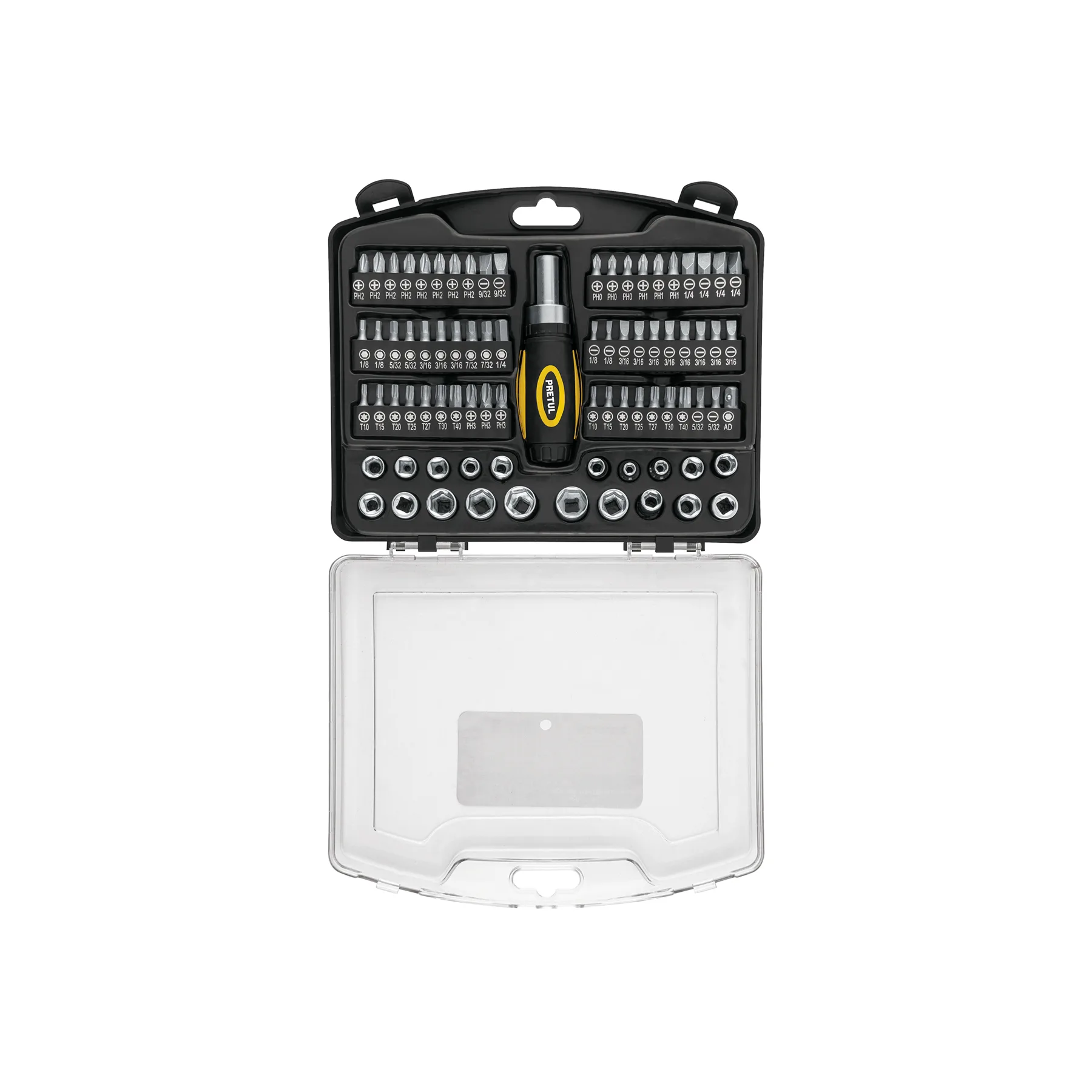 Juego de 81 herramientas 1/4" para mecánico, PRETUL