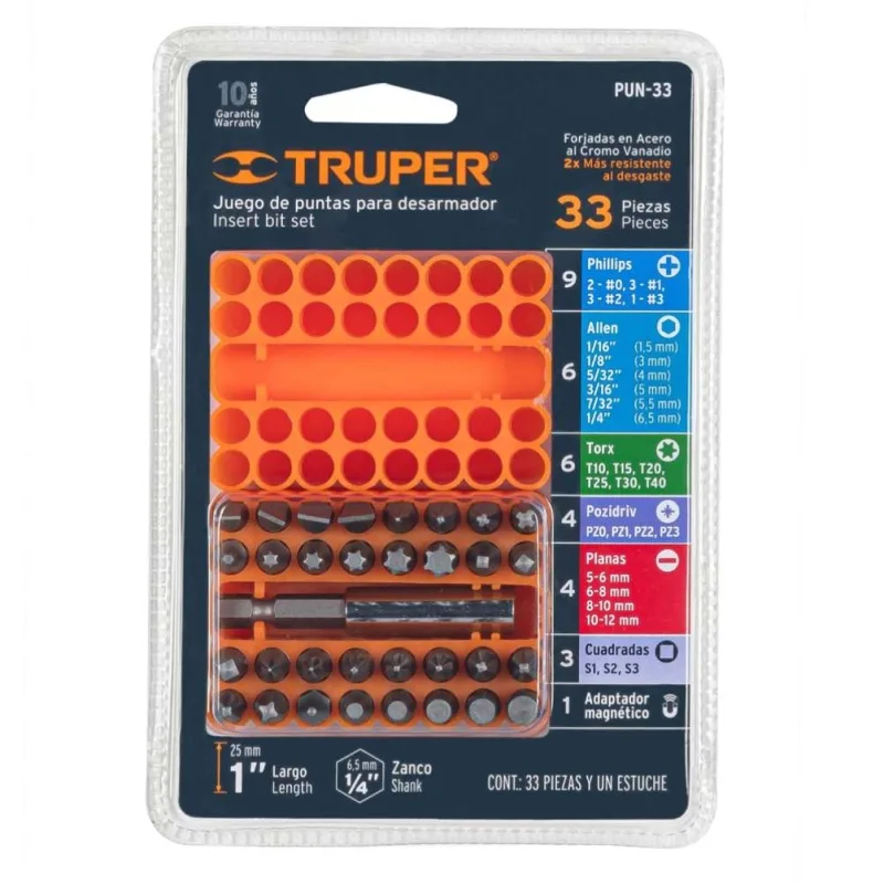 Juego de Bits y Adaptadores 33 Piezas Truper 17788 · foto 3