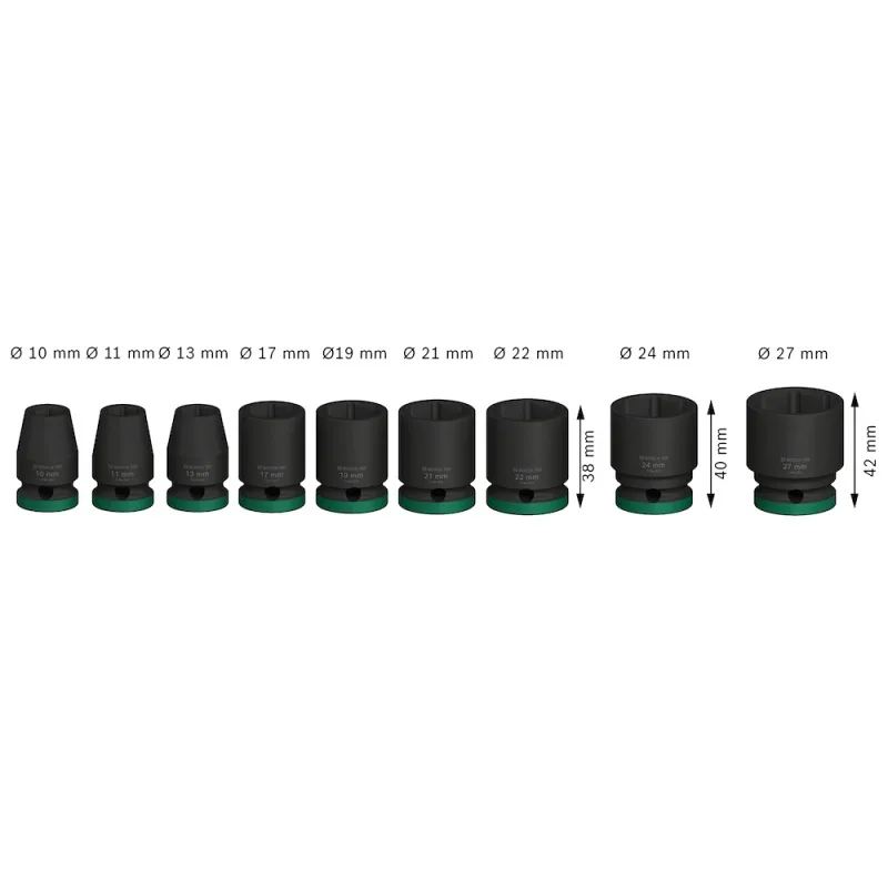 Juego de Dados de Impacto Bosch 1/2" Corto 9 Piezas Cromo-Molibdeno · foto 3