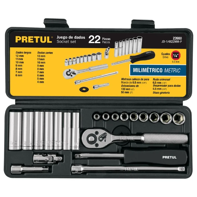 Juego de Herramientas Pretul 23980 1/4" 22 Piezas