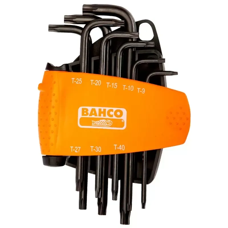 Juego de llaves Torx largas Bahco BE-9575 de 8 piezas T9 a T40 con soporte