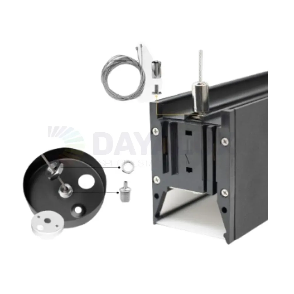 Kit de colgado con 2 cables de acero grippers y canoplas NUVORA