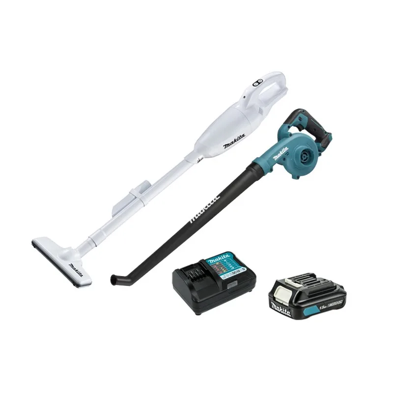 Kit inalambrico Makita CLX248 de 12V con aspiradora, soplador brushless, bateria y cargador