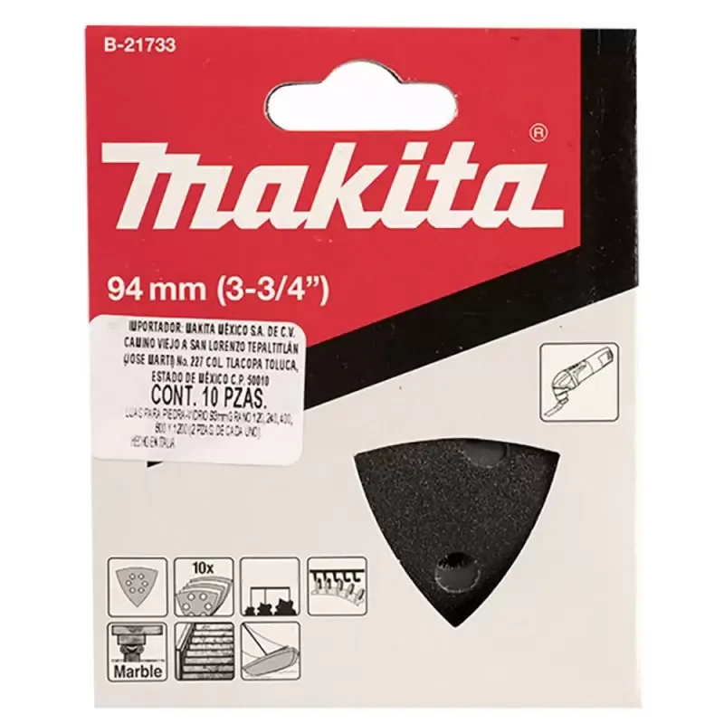 Lija Delta Makita B-21761 Negra Grano 400 (Set 10 Unid.) para Piedra