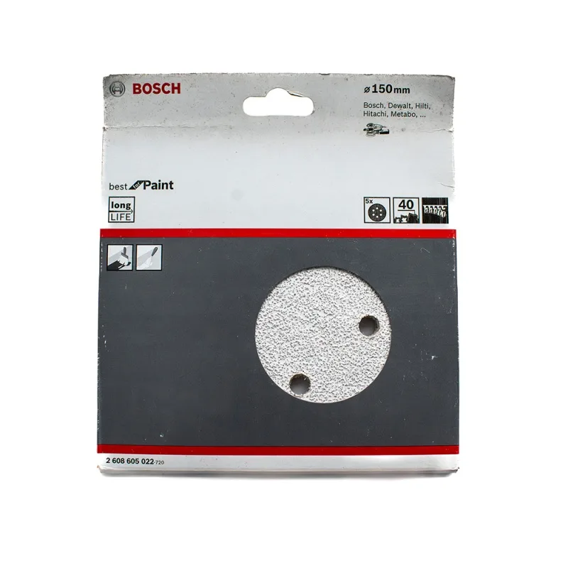 Lija Excéntrica Bosch 6" Grano 40 Pack 5 Unidades