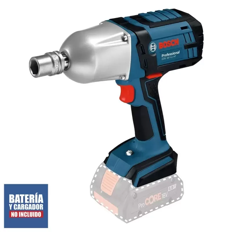 Llave de impacto inalámbrica Bosch GDS 18 V-LI HT de 1/2" y 650 Nm, versión baretool
