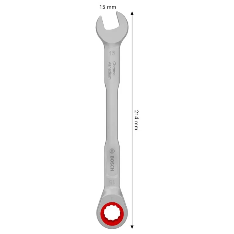 Llave Mixta con Ratchet Bosch 15mm Cromo Vanadio · foto 2