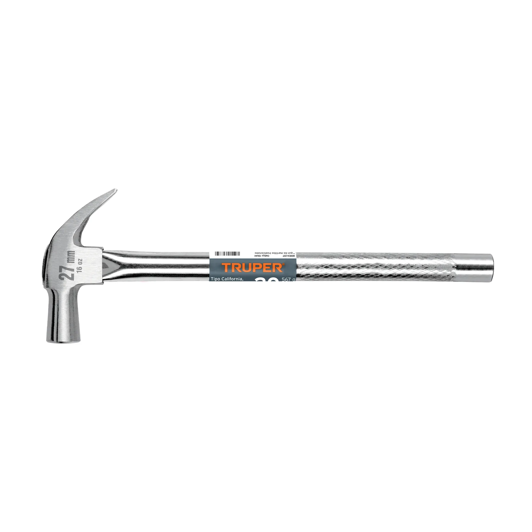 Martillo cabeza cónica 27 mm uña curva, mango tubular, TRUPER