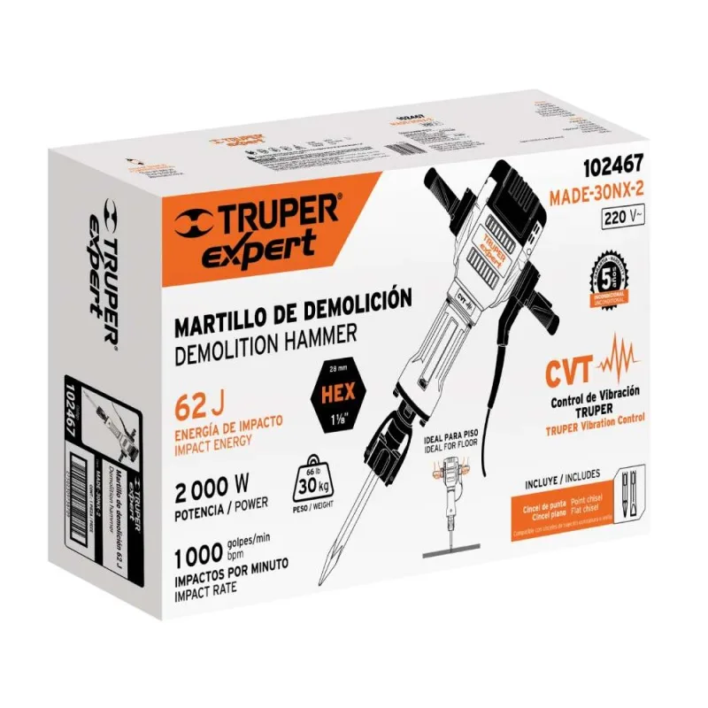 Martillo Demoledor Hexagonal Truper 102467 2000W 62J · foto 3