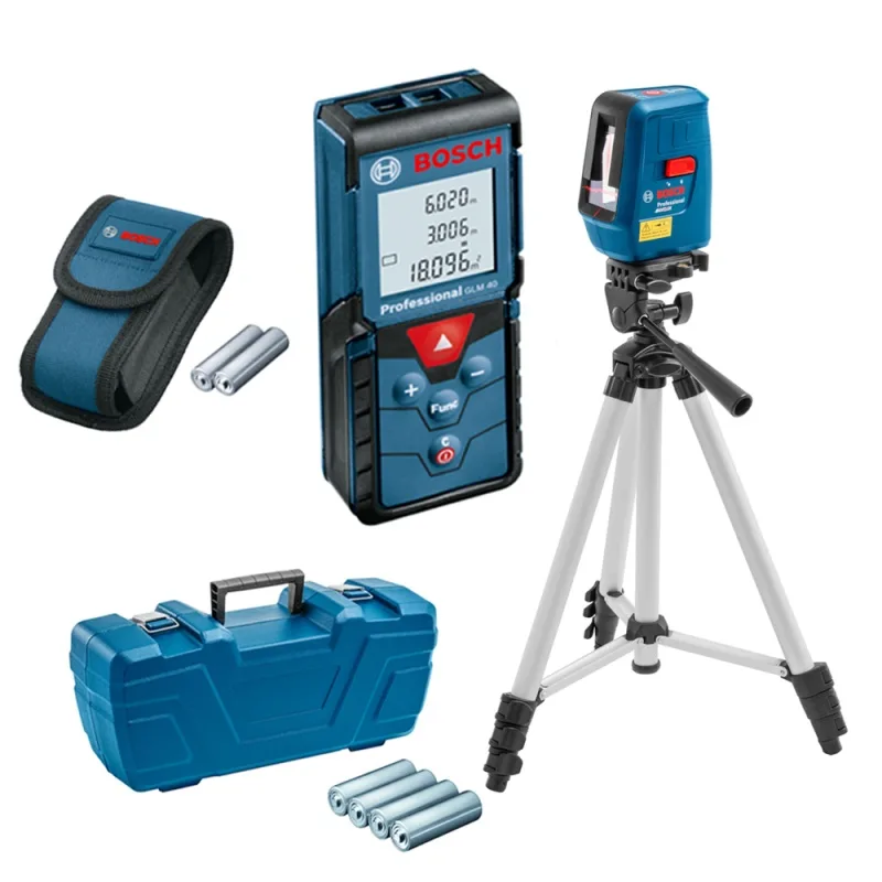 Medidor Láser Bosch GLM 40 40m con Nivel Nivelox 3 Líneas