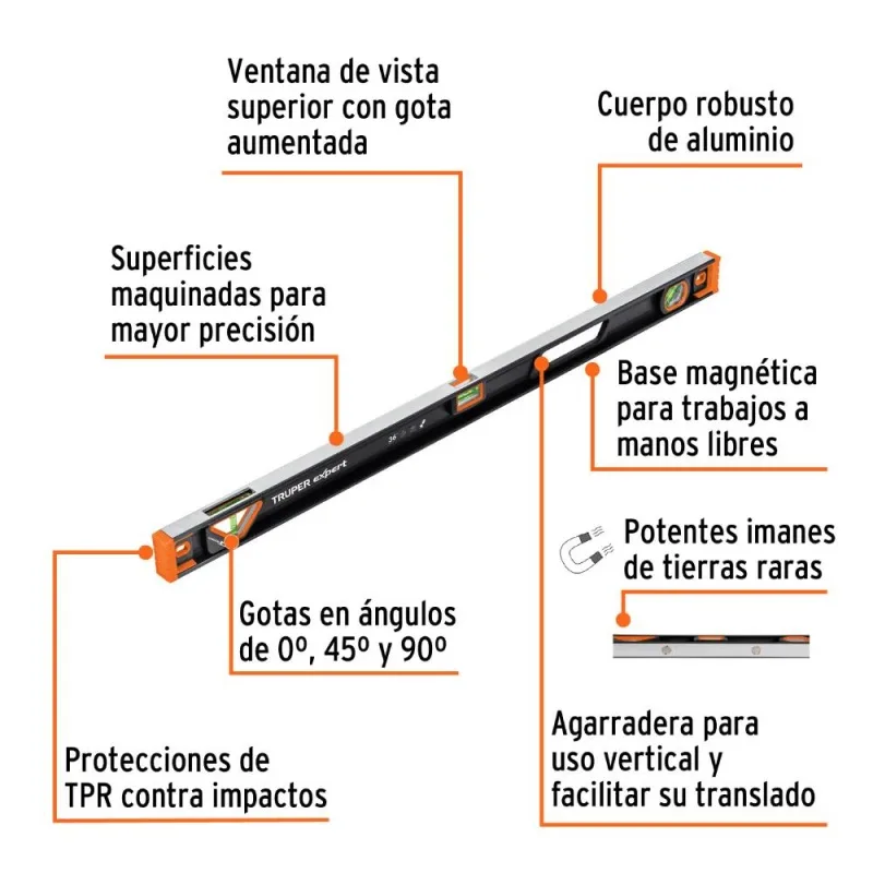 Nivel de Aluminio Truper 14628 36" Magnético · foto 2