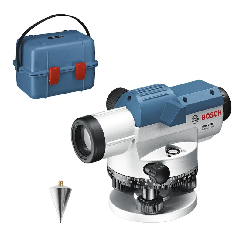 Nivel Óptico Bosch GOL 32 D 360° con Aumento 32x y Alcance de 120 m