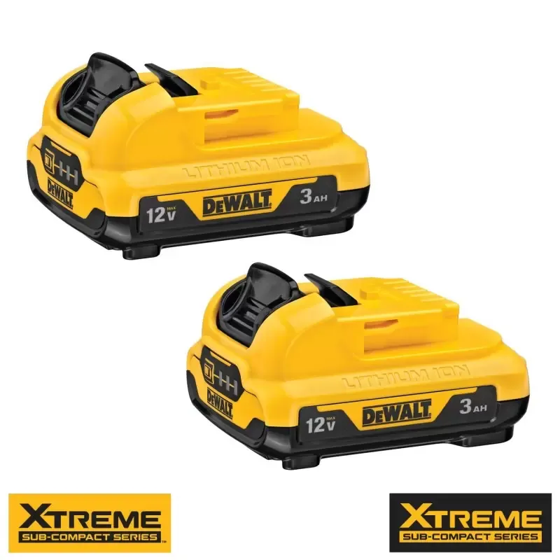 Pack de 2 Baterías DEWALT DCB124-2 12V MAX XTREME 3.0 Ah — 36 Wh con indicador de carga LED