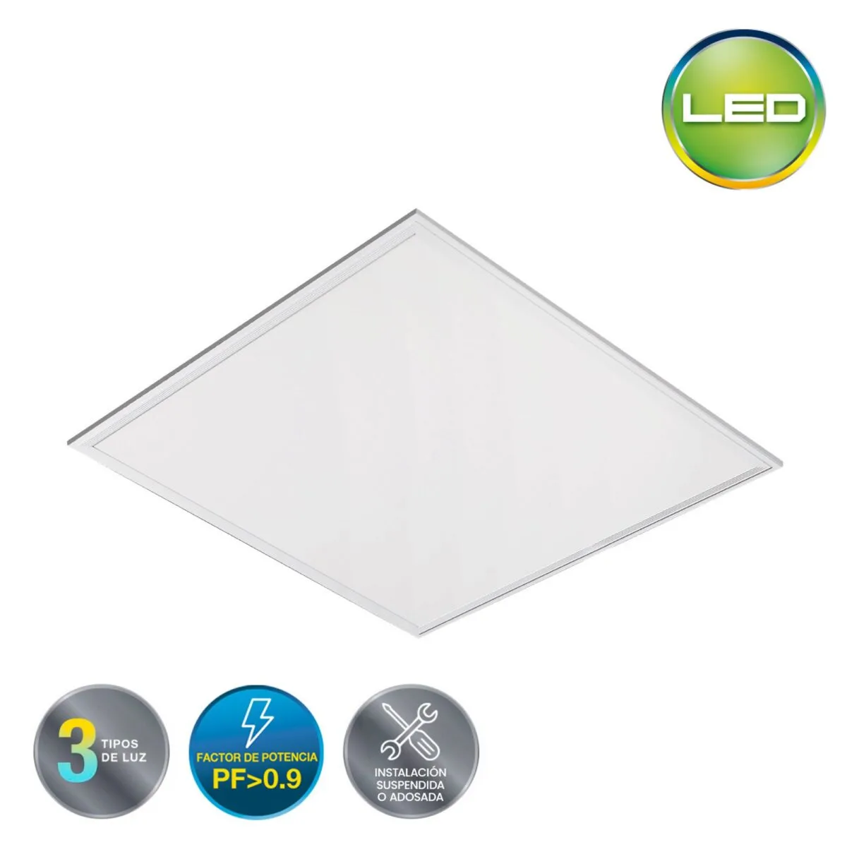 Panel LED backlit de 60 x 60 cm 48W con tres tonos de luz LIGHTECH