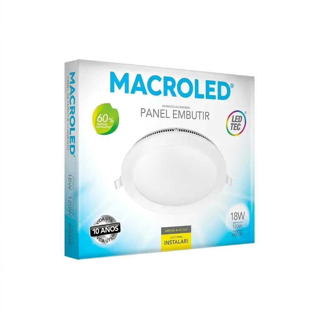 Panel LED empotrable circular 18W 6000K MACROLED PER18CW