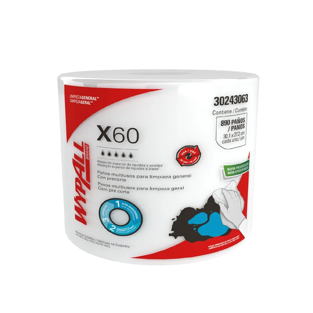 Paño de Limpieza WypAll® X60 Rollo Jumbo S061511546 890 Paños