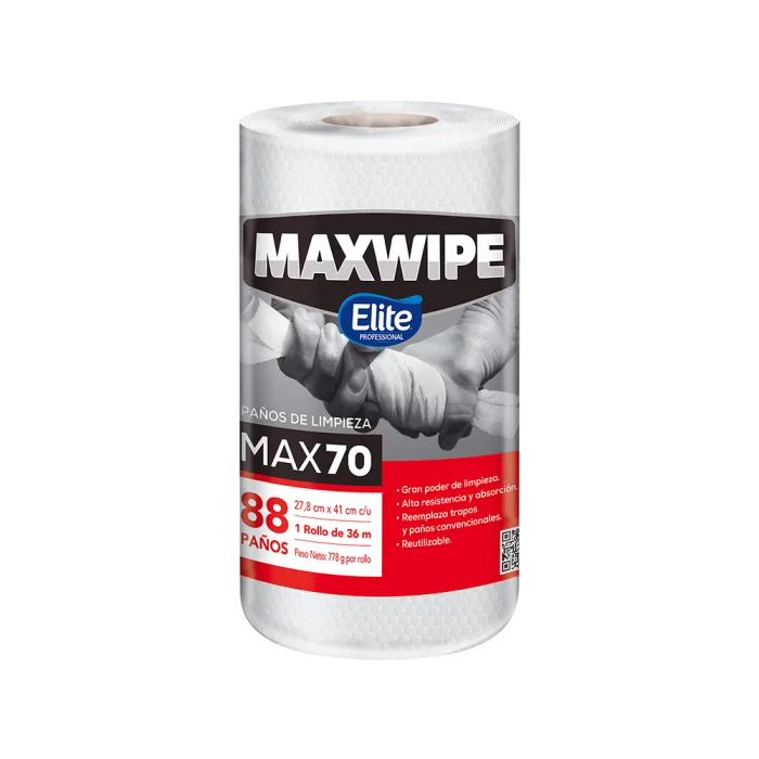 Paños de Limpieza Elite Maxwipe Max70 Blanco Rollo x88