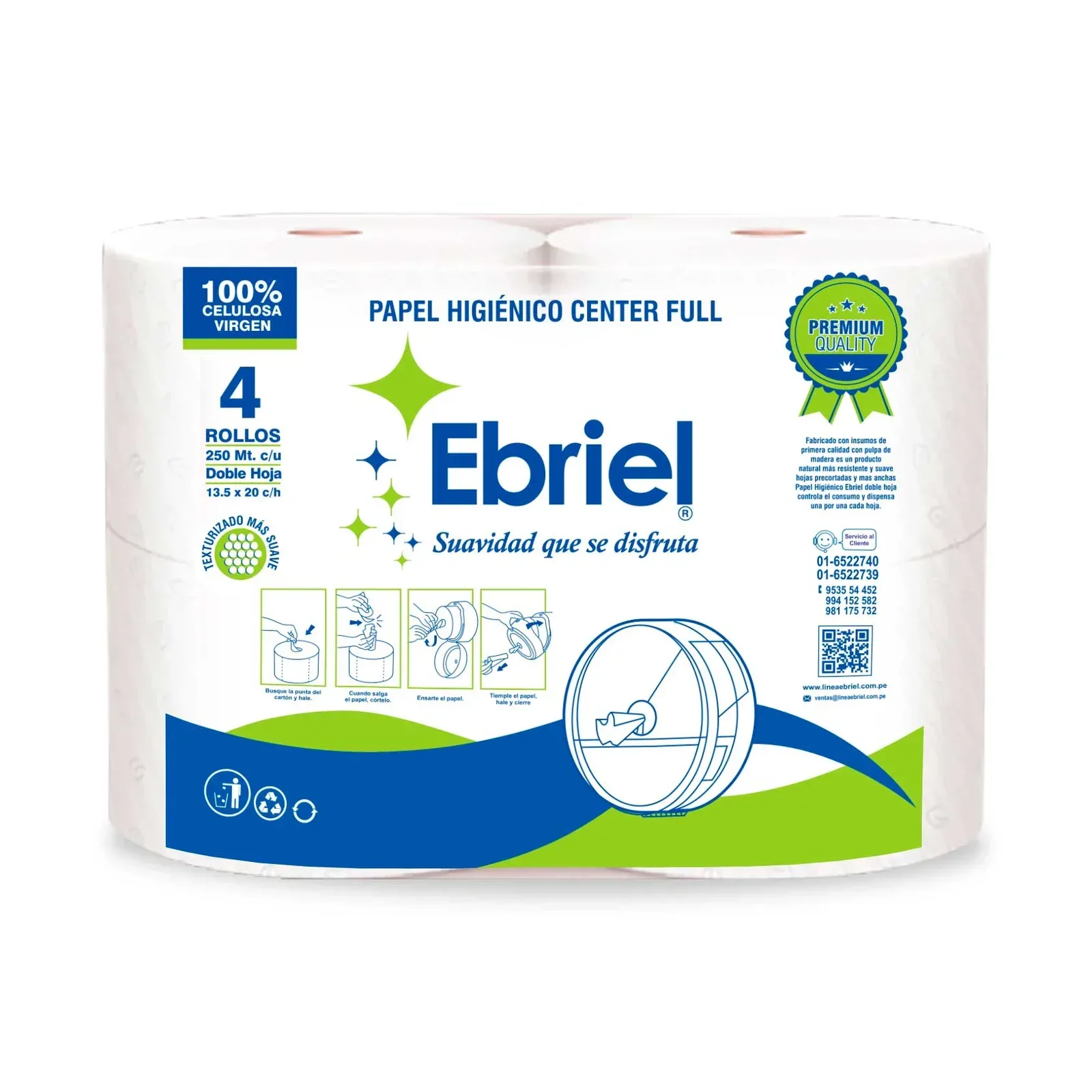 Papel Higiénico Center Pull Ebriel 250 m