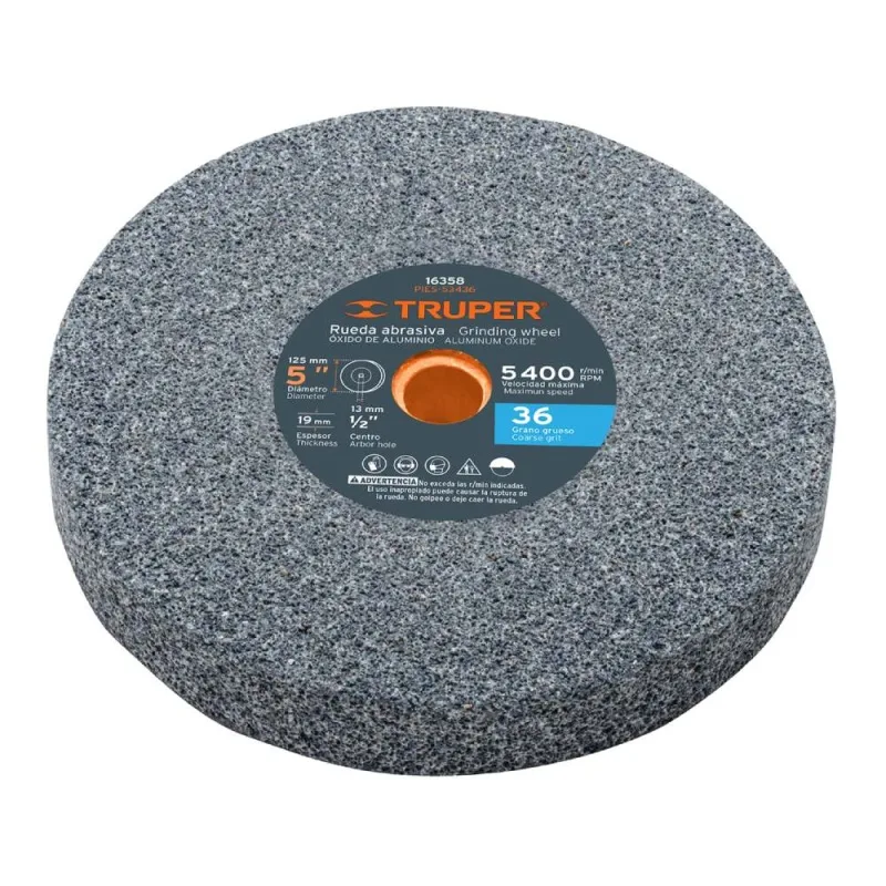 Piedra Abrasiva Truper 16358 5" x 19mm Grano 36