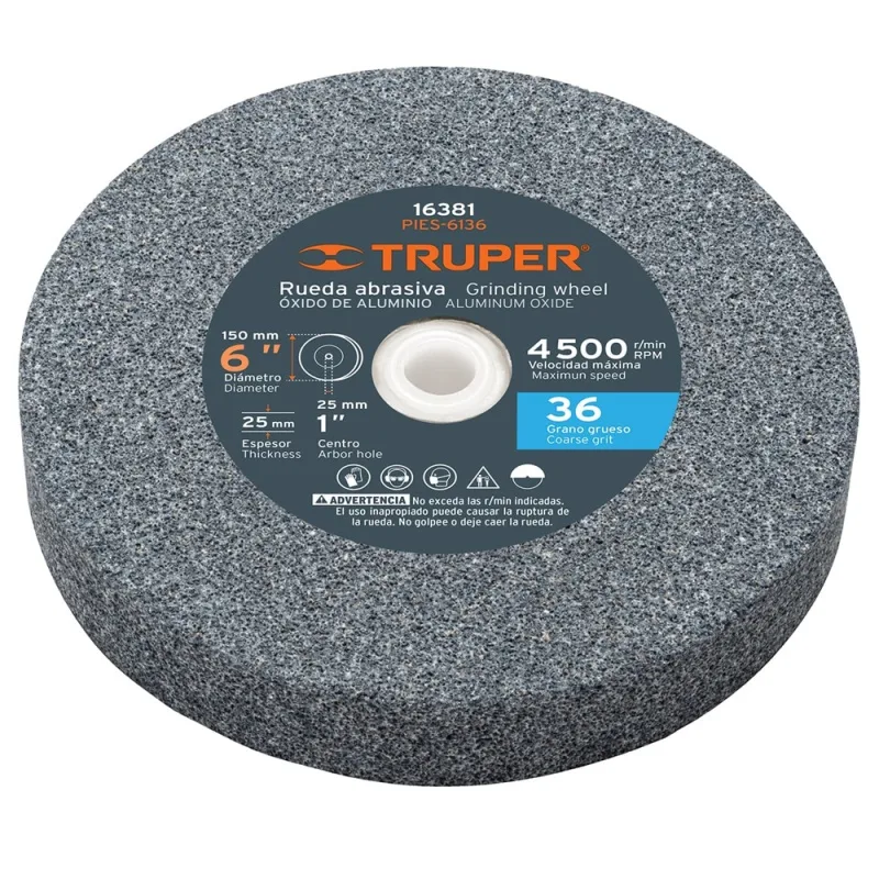 Piedra Abrasiva Truper 6" Grano 36 16381