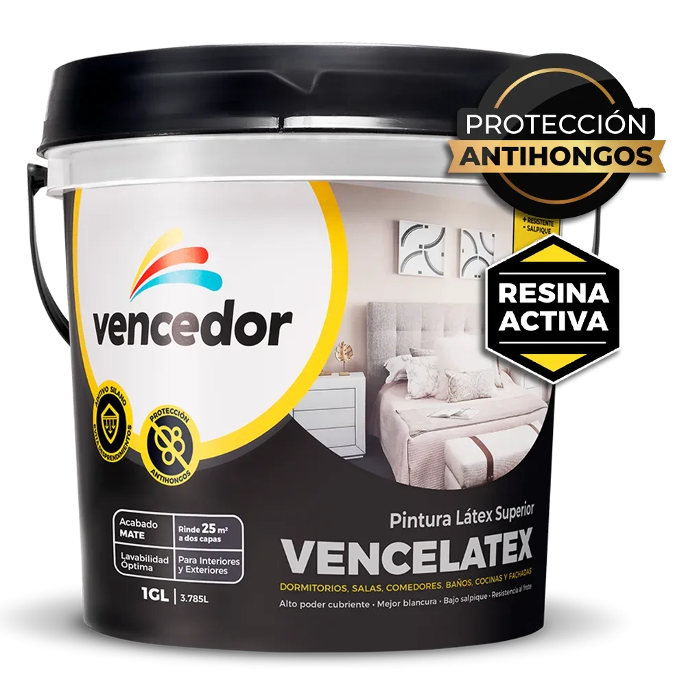 Pintura Látex Vencedor Vencelatex Mate Antihongos Interior y Exterior