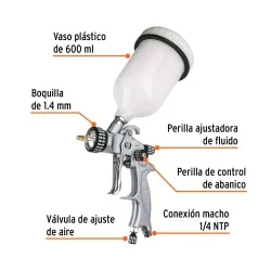 Pistola para Pintar de Gravedad Truper 11749 1.4mm · foto 2