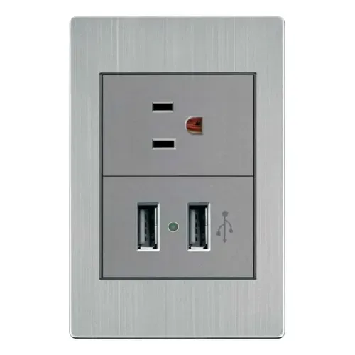 Placa armada con interruptor y tomacorriente NUVORA