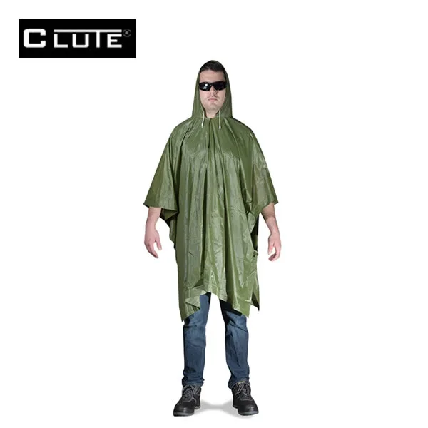 Poncho de PVC Verde Impermeable con Capucha Clute