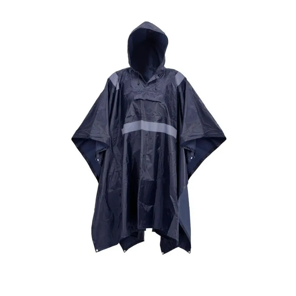 Poncho Pvc Azul Con Cinta Reflectiva Activex