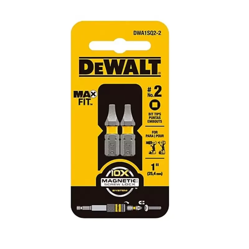Punta de atornillar DeWalt DWA1SQ2-2 MaxFit cuadrada SQ2 de 25 mm, blíster de 2 unidades