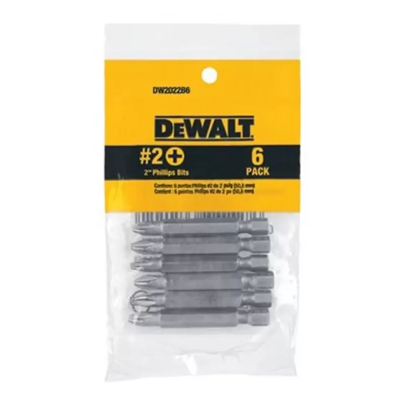 Puntas de atornillar DeWalt DW2022B6 Phillips PH2 de 50 mm, bolsa de 6 unidades