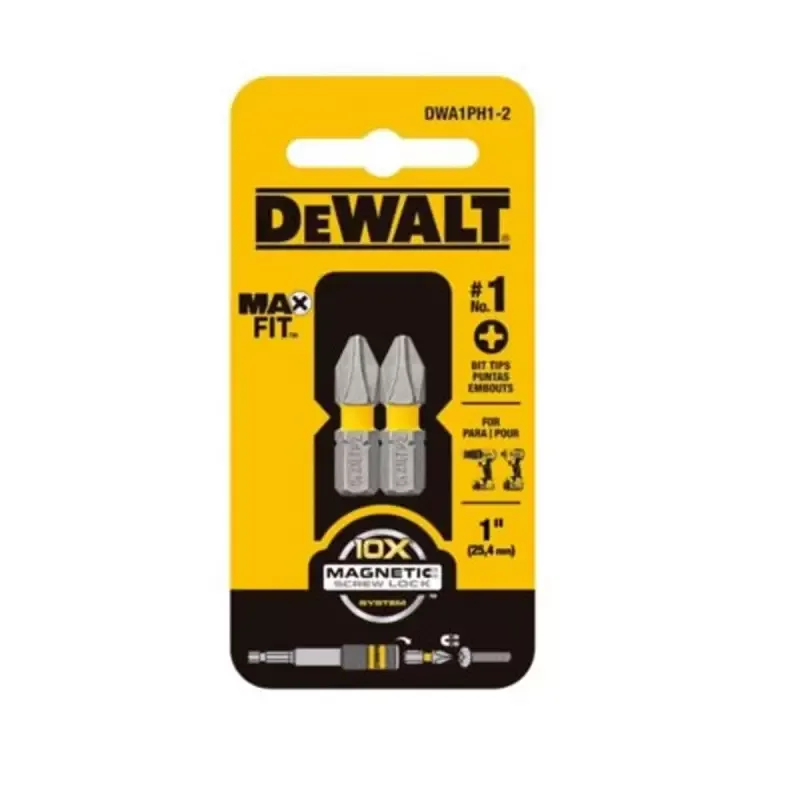Puntas de atornillar DeWalt DWA1PH1-2 MaxFit Phillips PH1 de 25 mm (blister de 2)