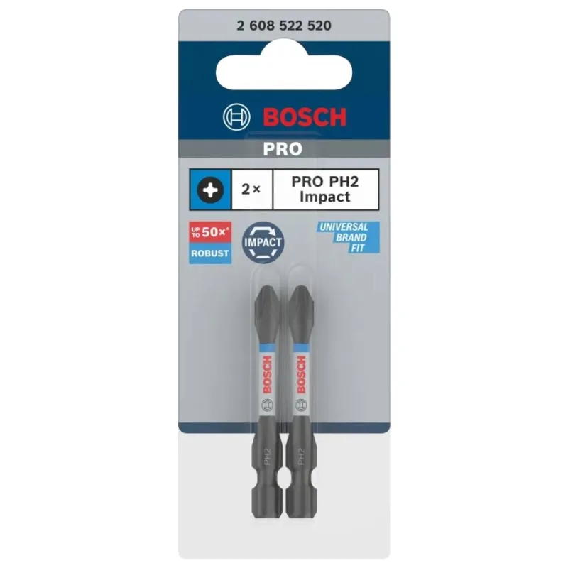 Puntas Phillips PH2 Bosch Impact Pro 55mm Paquete x2 · foto 3