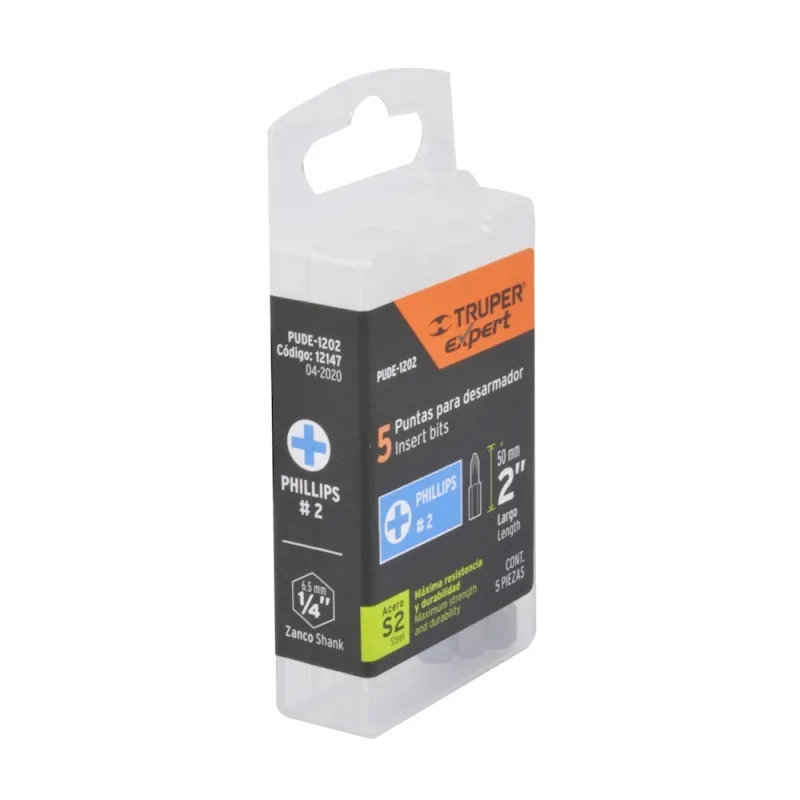 Set de 5 Puntas para Desarmador Phillips 2" Truper 12147