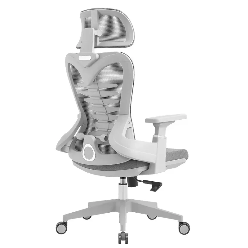 Silla ergonómica de malla gris con cabecero y brazos 2D DSILLAS Albania · foto 3