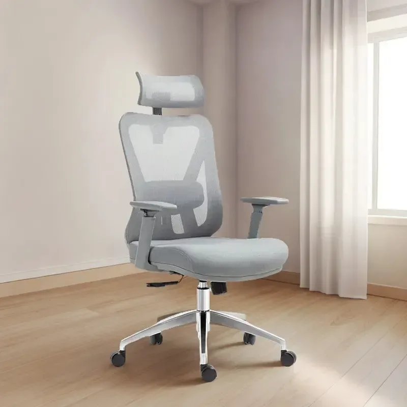 Silla ergonómica de malla gris con mecanismo syncro y brazos 3D DSILLAS Virgo Pro
