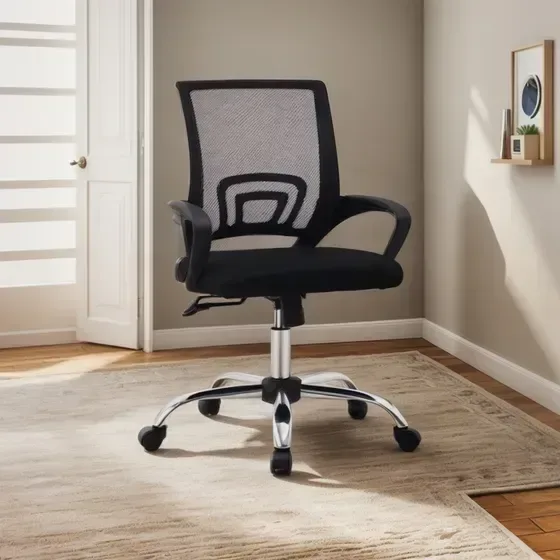 Silla giratoria de malla negra DSILLAS Jack