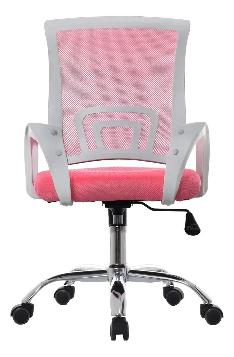 Silla giratoria de malla rosada con base cromada DSILLAS Jack · foto 4