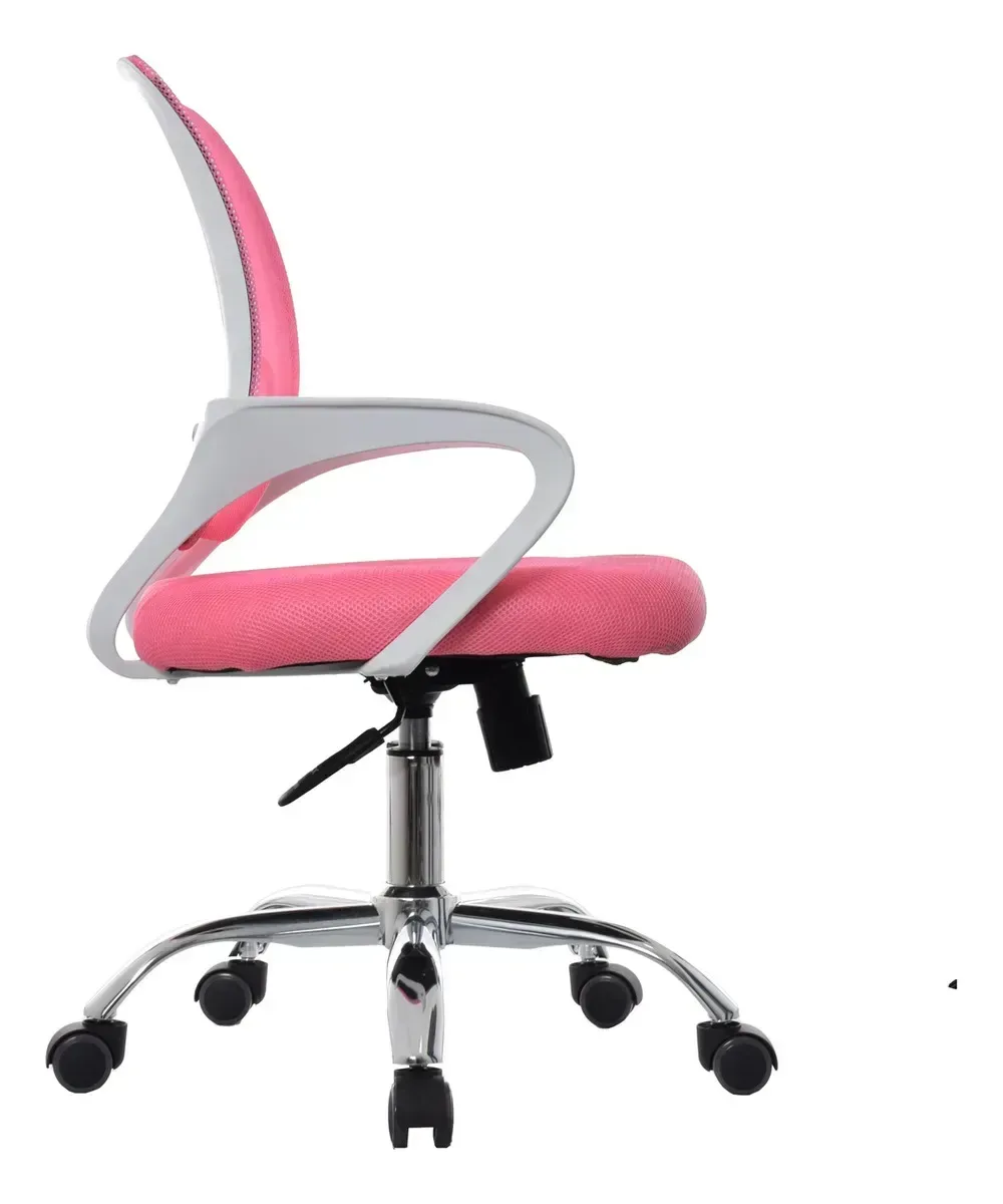 Silla giratoria de malla rosada con base cromada DSILLAS Jack · foto 3