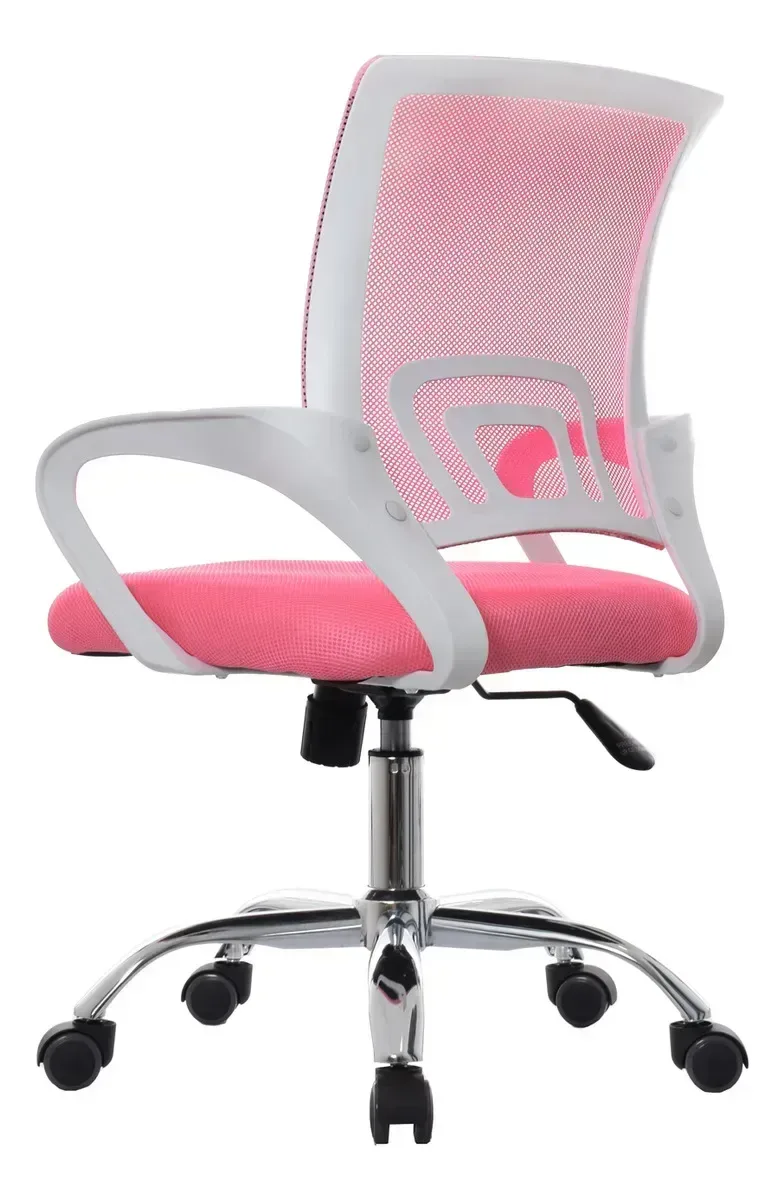 Silla giratoria de malla rosada con base cromada DSILLAS Jack · foto 5