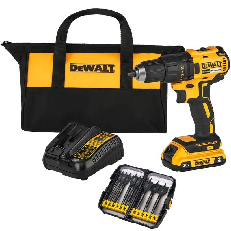 Taladro atornillador DeWalt DCD7771D1-K10 20V brushless de 65 Nm con batería, cargador y 8 brocas paleta
