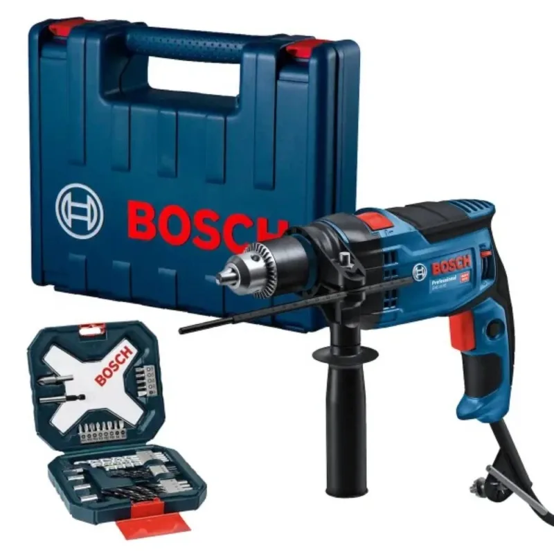 Taladro Percutor Bosch GSB 16 RE 850W + Set de Accesorios 34 Piezas