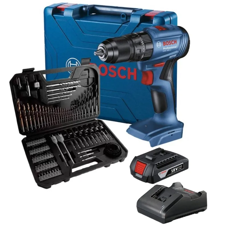 Taladro Percutor Bosch GSB 185-LI 18V con Set 103 Piezas