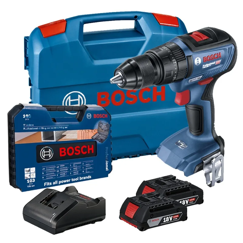 Taladro Percutor Bosch GSB 18V-50 18V Brushless + Set de 103 Accesorios